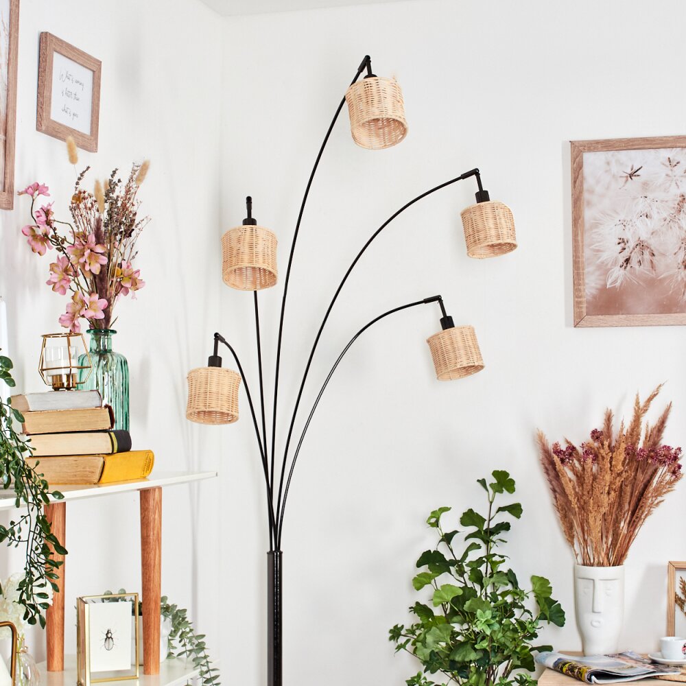 Cavaca Staande lamp Chroom, Zwart, 5-lichts