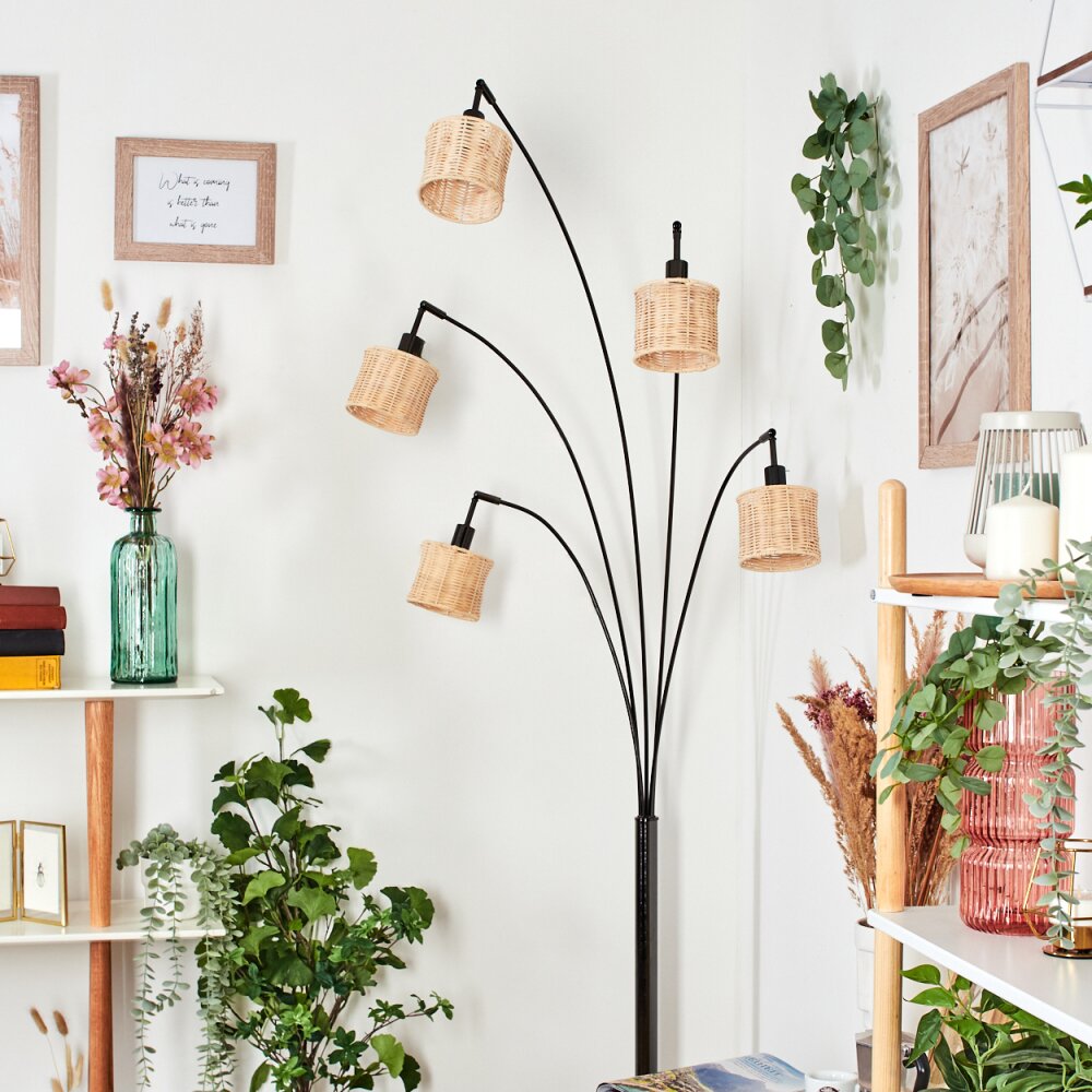 Cavaca Staande lamp Chroom, Zwart, 5-lichts