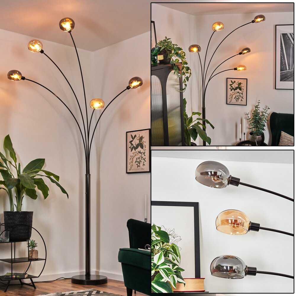 Nikkala Staande lamp Chroom, Zwart, 5-lichts main product photo