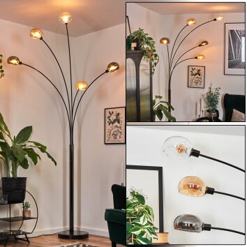Nikkala Staande lamp Chroom, Zwart, 5-lichts Nikkala Staande lamp Chroom, Zwart, 5-lichts