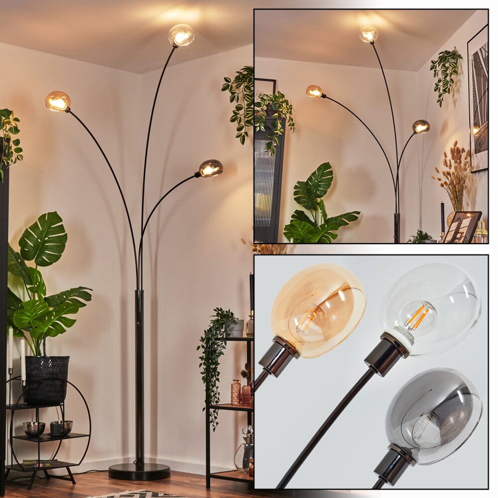 Nikkala Staande lamp Chroom, Zwart, 3-lichts main product photo