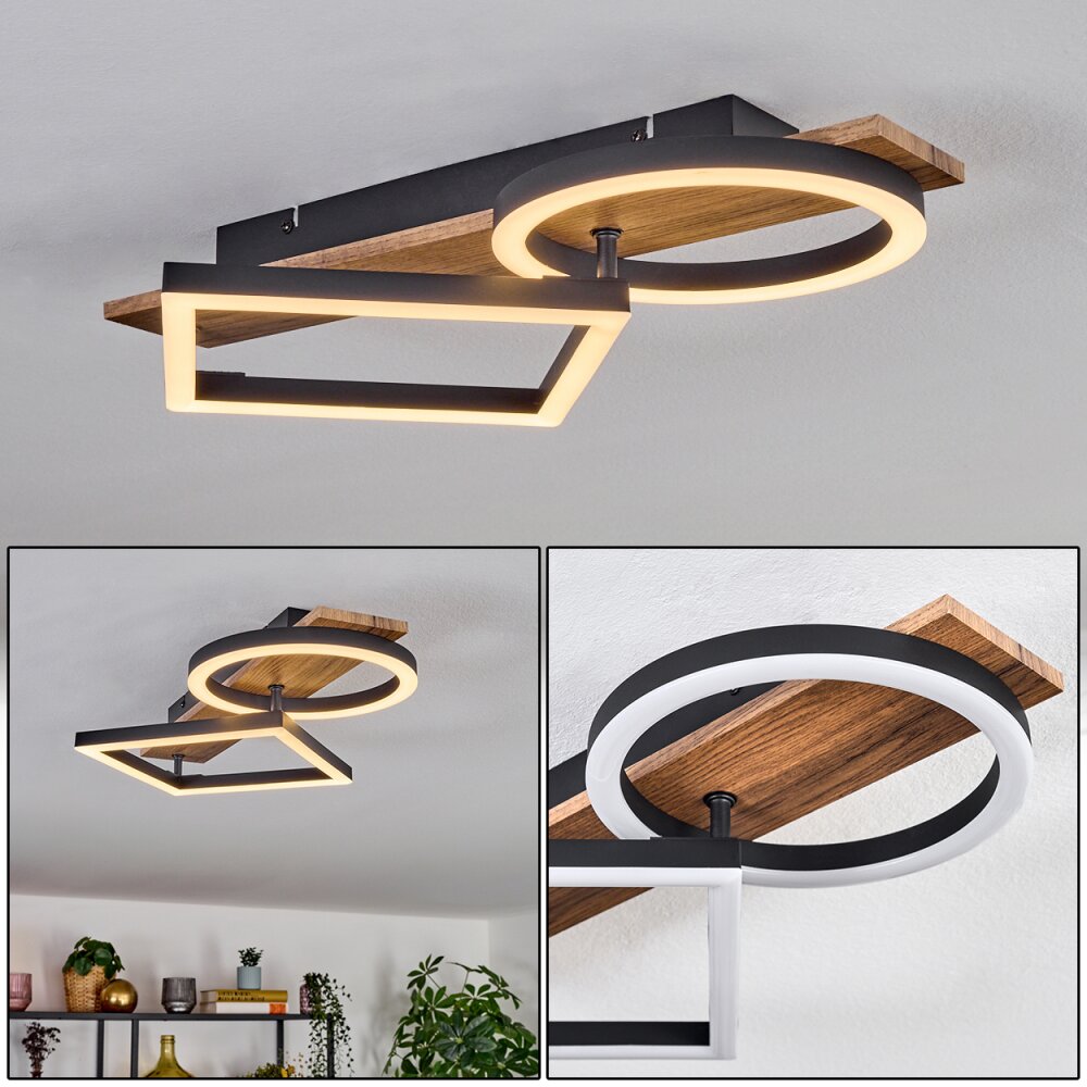 Cascada Plafondlamp LED Bruin, houtlook, Zwart, 1-licht main product photo