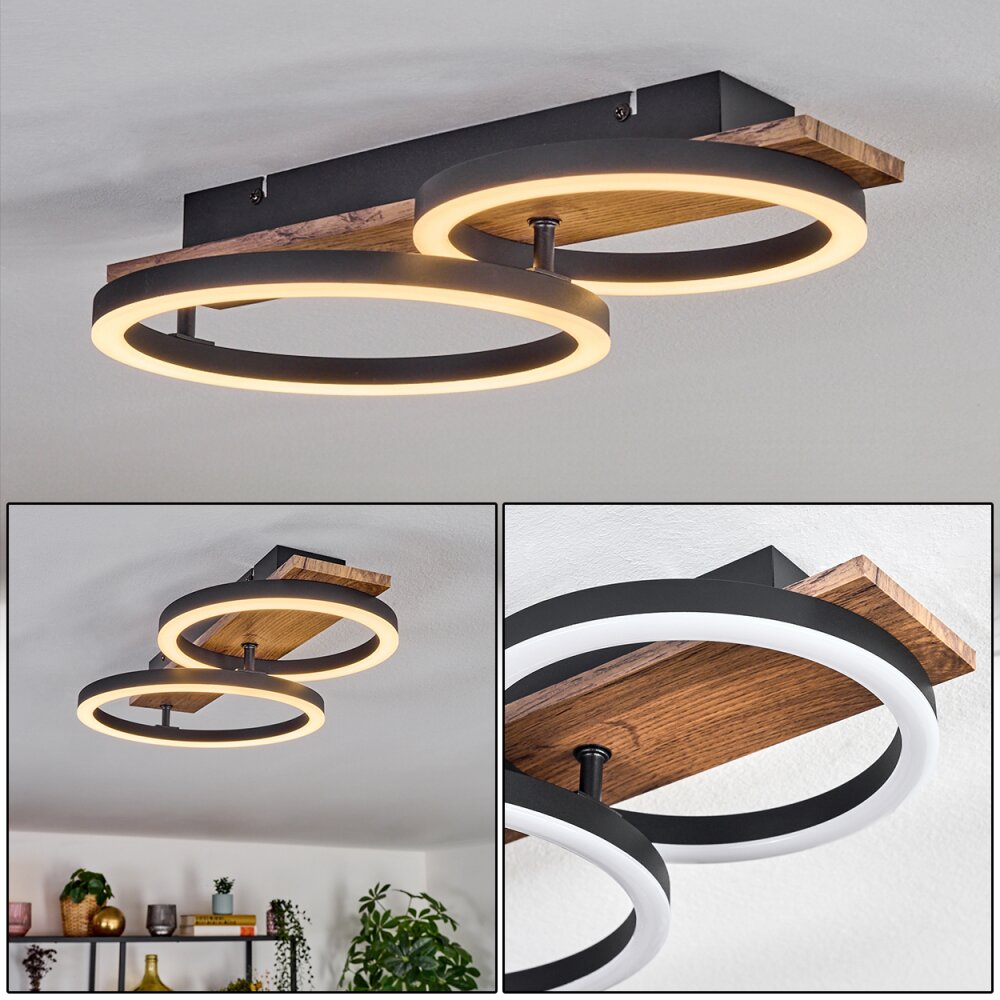 Cascada Plafondlamp LED Bruin, houtlook, Zwart, 1-licht main product photo