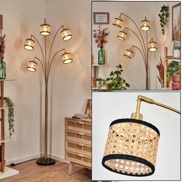 Ramila Staande lamp Messing, Zwart, 5-lichts