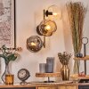 Ripoll Kogellampje, Wandlamp Goud, Zwart, 3-lichts