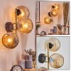 Ripoll Kogellampje, Wandlamp Goud, Zwart, 3-lichts