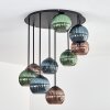 Koyoto Plafondlamp, Kogellampje 57 cm Blauw, Groen, Koperkleurig, 9-lichts