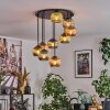 Koyoto Plafondlamp, Kogellampje 57 cm Blauw, Groen, Koperkleurig, 9-lichts