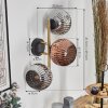 Ripoll Kogellampje, Wandlamp Goud, Zwart, 3-lichts