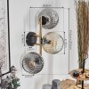 Ripoll Kogellampje, Wandlamp Goud, Zwart, 3-lichts