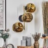 Ripoll Kogellampje, Wandlamp Goud, Zwart, 3-lichts