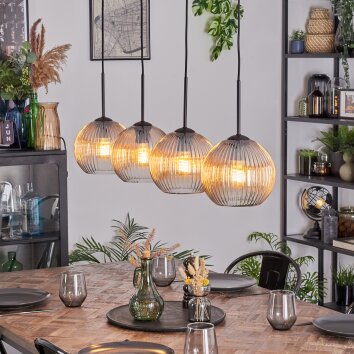 Koyoto Hanglamp, Kogellampje, Hanglamp Amber, Duidelijk, 4-lichts