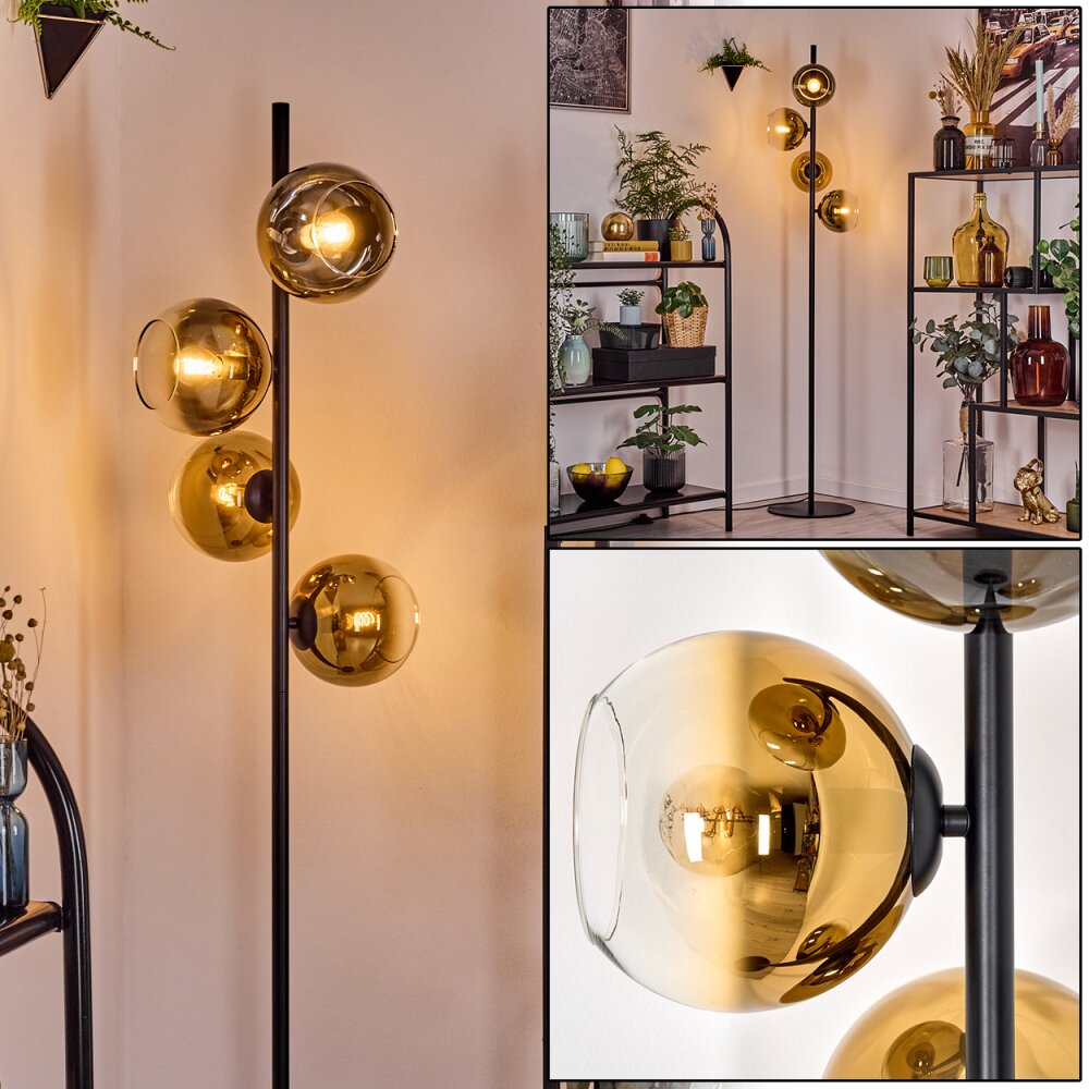 Koyoto Staande lamp Goud, Duidelijk, 4-lichts main product photo
