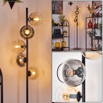 Koyoto Staande lamp Amber, Duidelijk, Rookkleurig, 5-lichts