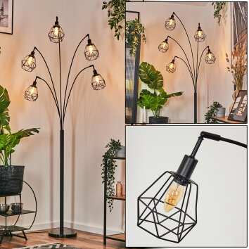 Yaak Staande lamp Zwart, 5-lichts