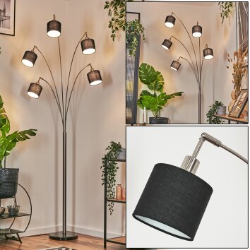 Bassagoda Staande lamp Nikkel mat, Zwart, 5-lichts Bassagoda Staande lamp Nikkel mat, Zwart, 5-lichts