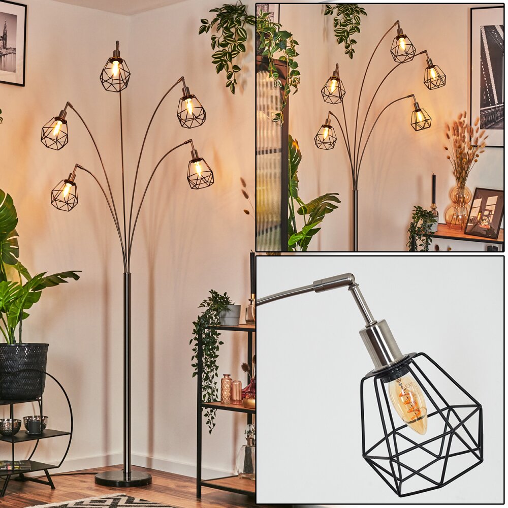 Yaak Staande lamp Nikkel mat, Zwart, 5-lichts main product photo