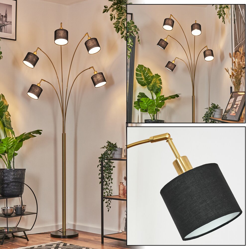 Bassagoda Staande lamp Messing, Zwart, 5-lichts main product photo