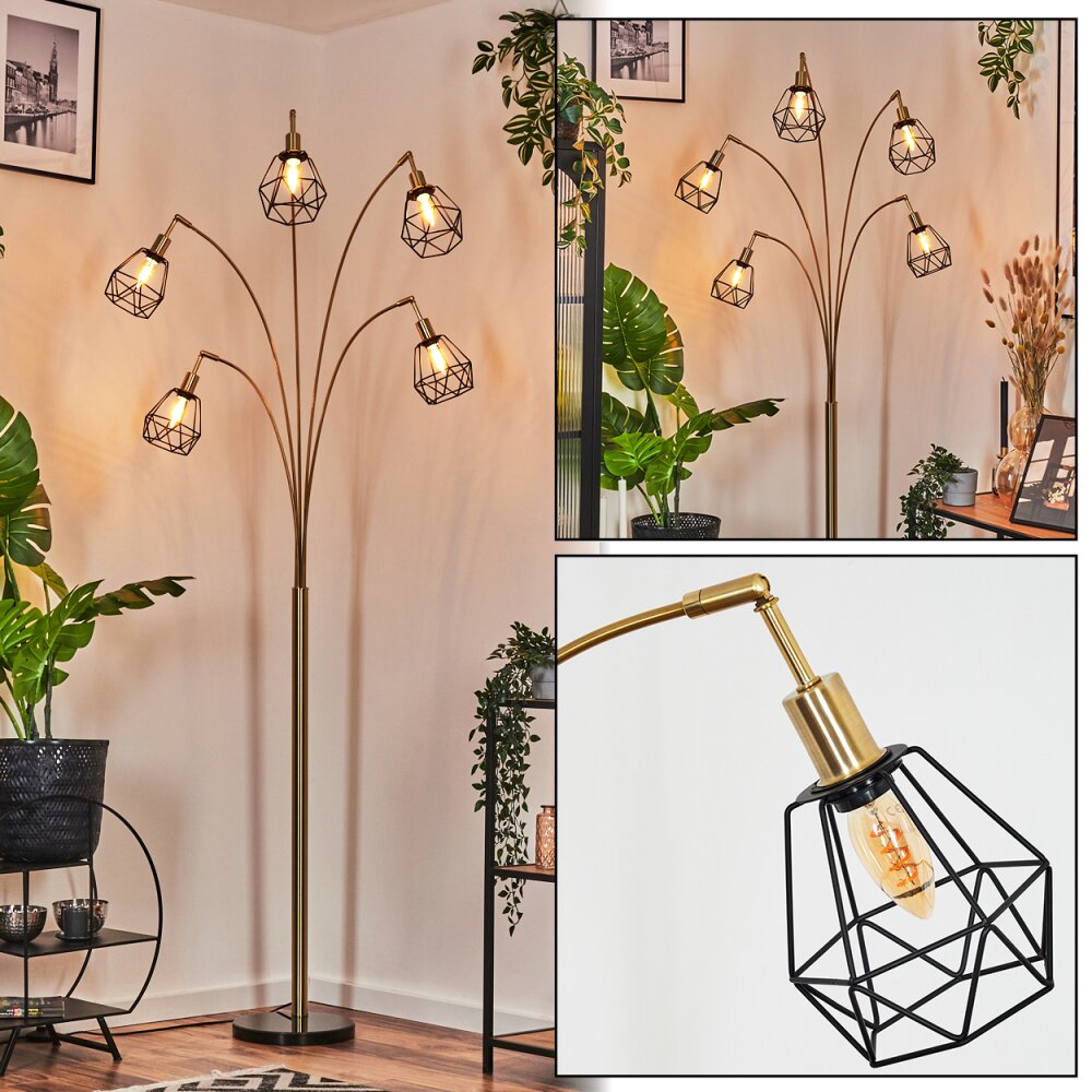 Yaak Staande lamp Messing, Zwart, 5-lichts main product photo