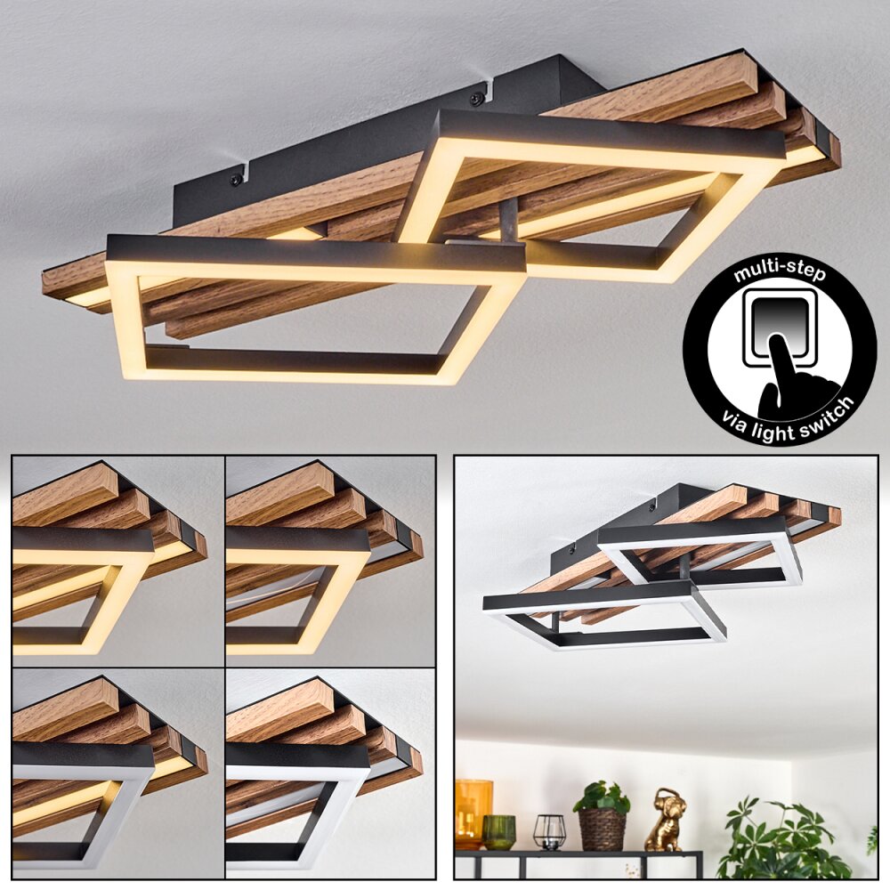 Ellekilde Plafondlamp LED Bruin, houtlook, Zwart, 2-lichts main product photo