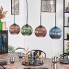 Koyoto Hanglamp, Kogellampje, Hanglamp Blauw, Groen, Koperkleurig, 4-lichts