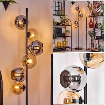 Koyoto Staande lamp 31 cm Amber, Chroom, Rookkleurig, 6-lichts Koyoto Staande lamp 31 cm Amber, Chroom, Rookkleurig, 6-lichts