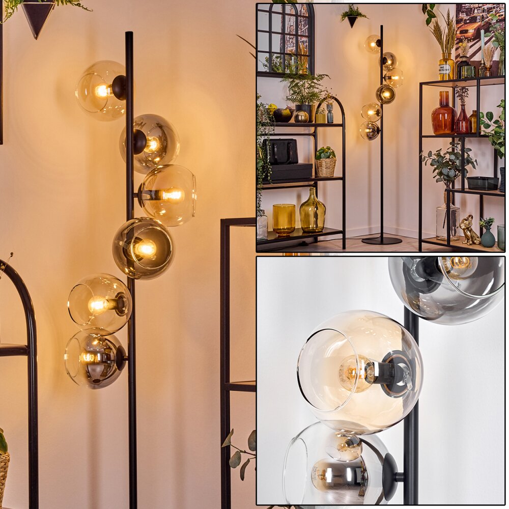 Koyoto Staande lamp Amber, Duidelijk, Rookkleurig, 6-lichts main product photo