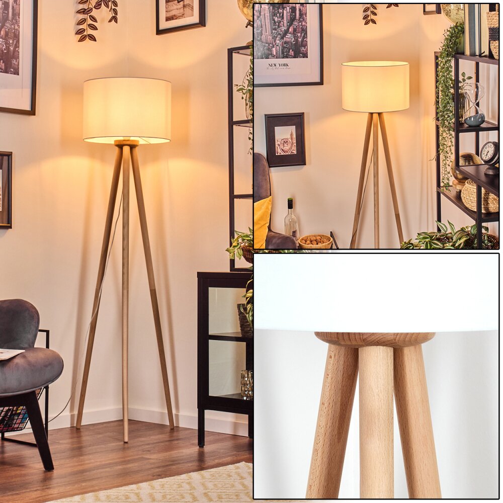 Soungou Staande lamp Hout licht, Wit, 1-licht main product photo