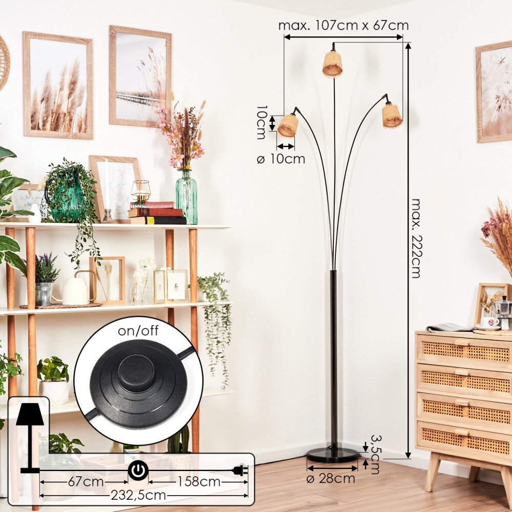 Lindberg Staande lamp Chroom, Zwart, 3-lichts