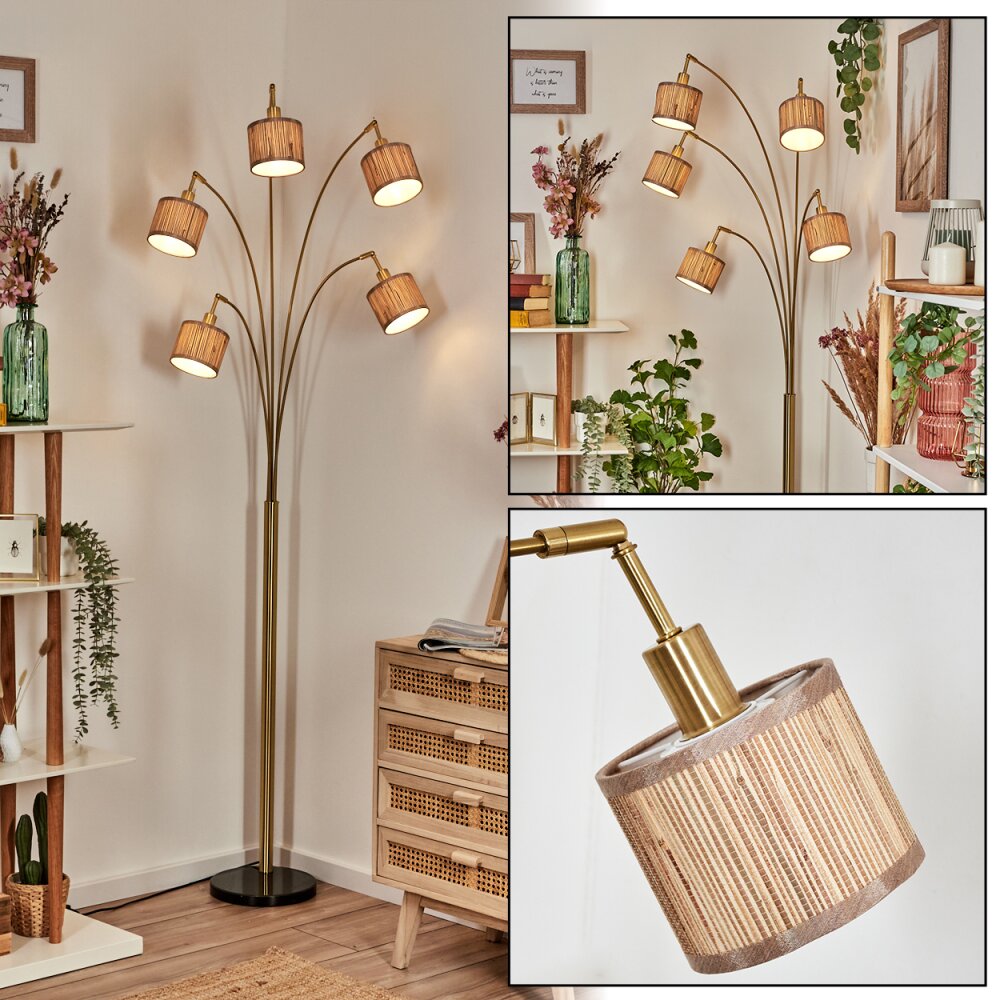 Bongal Staande lamp Messing, Zwart, 5-lichts main product photo
