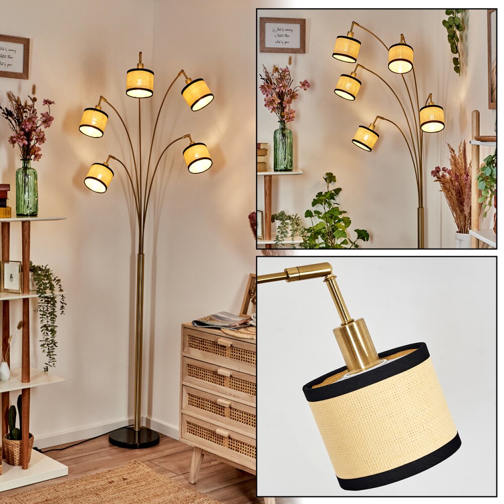 Chellas Staande lamp Messing, Zwart, 5-lichts main product photo