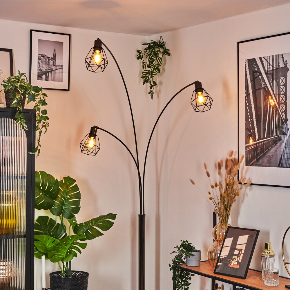 Yaak Staande lamp Chroom, Zwart, 3-lichts