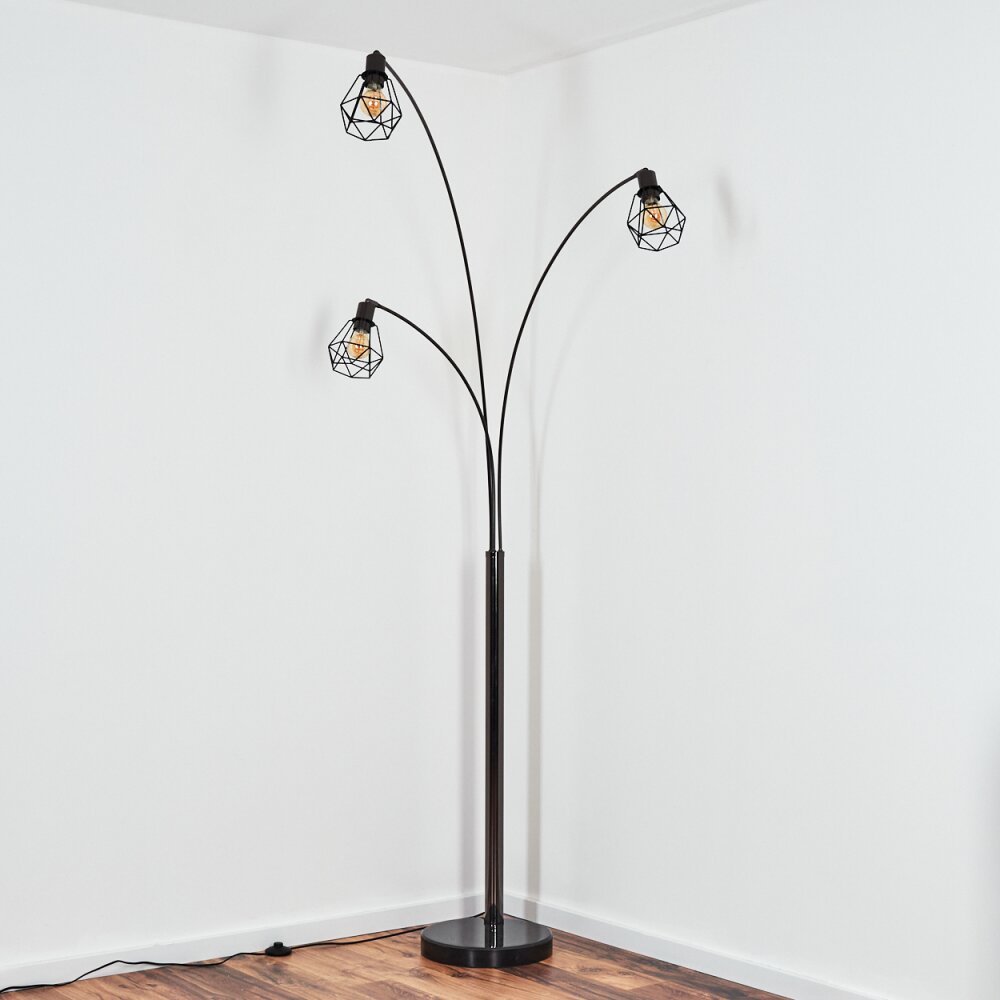 Yaak Staande lamp Chroom, Zwart, 3-lichts