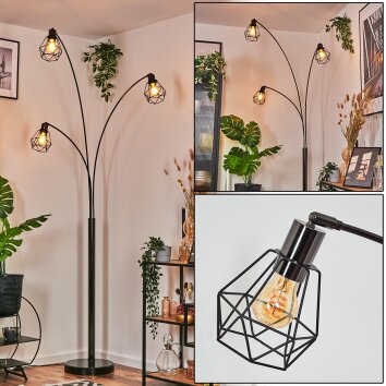 Yaak Staande lamp Chroom, Zwart, 3-lichts Yaak Staande lamp Chroom, Zwart, 3-lichts