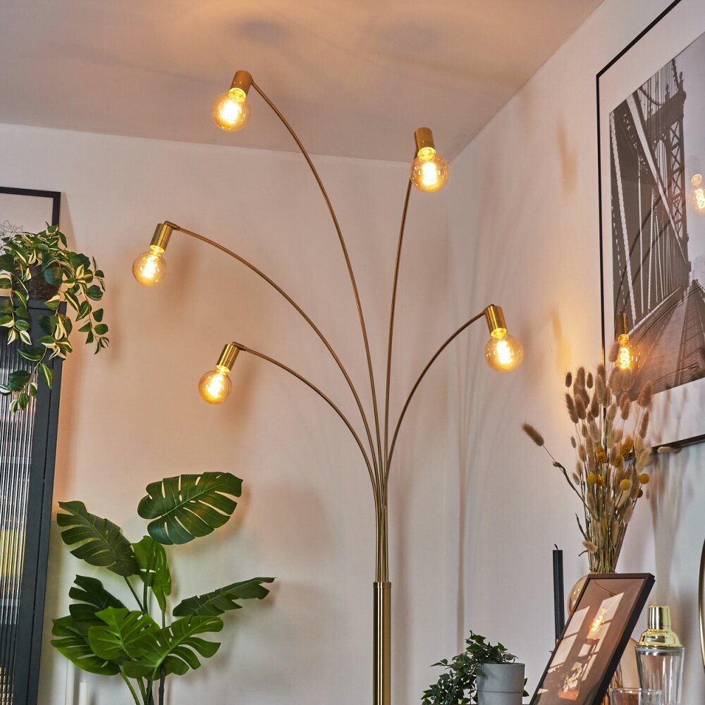 Codecreo Staande lamp Messing, Zwart, 5-lichts