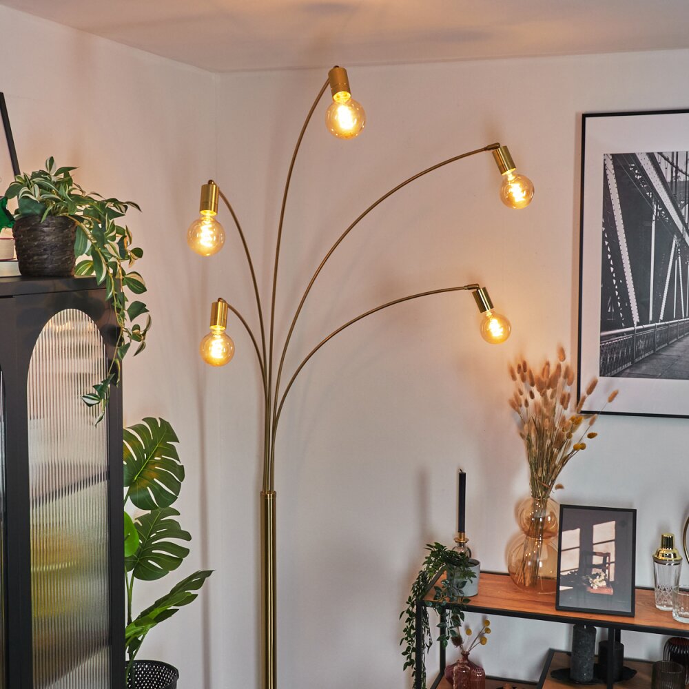 Codecreo Staande lamp Messing, Zwart, 5-lichts
