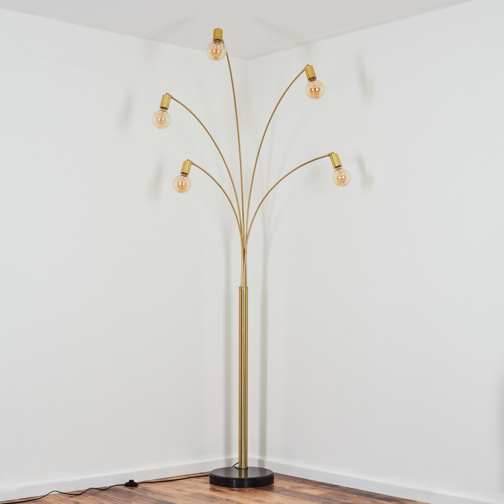 Codecreo Staande lamp Messing, Zwart, 5-lichts