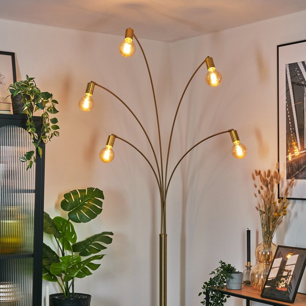 Codecreo Staande lamp Messing, Zwart, 5-lichts