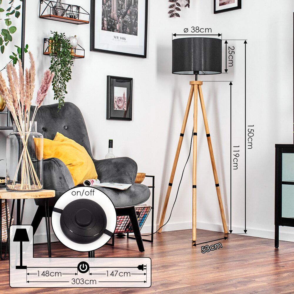 Soungou Staande lamp Natuurlijke kleuren, Zwart, 1-licht