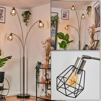 Yaak Staande lamp Nikkel mat, Zwart, 3-lichts Yaak Staande lamp Nikkel mat, Zwart, 3-lichts