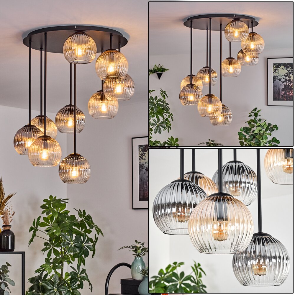 Koyoto Plafondlamp, Kogellampje 57 cm Amber, Duidelijk, Rookkleurig, 9-lichts main product photo