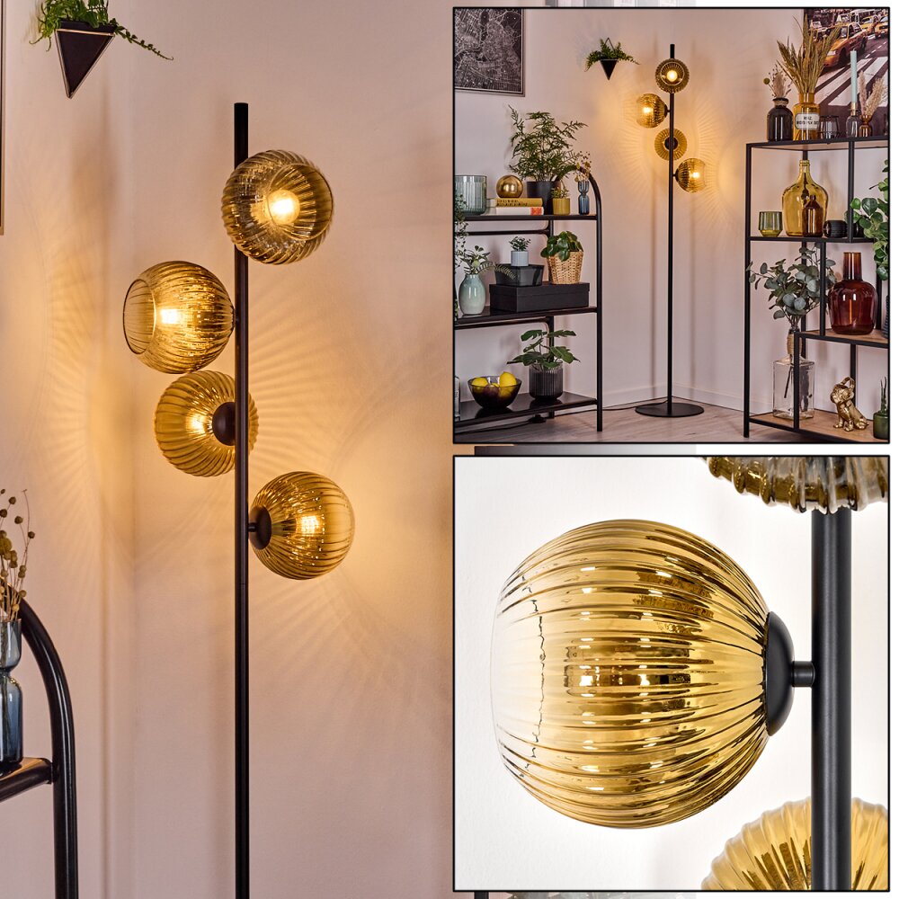 Koyoto Staande lamp Goud, Duidelijk, 4-lichts main product photo