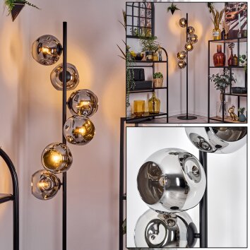 Ripoll Staande lamp Chroom, Rookkleurig, 6-lichts