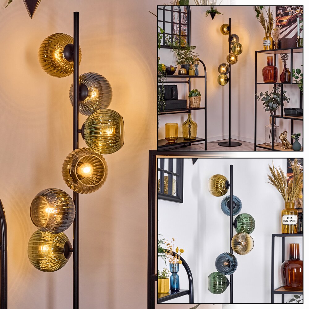 Ripoll Staande lamp Blauw, Goud, Groen, Duidelijk, 6-lichts main product photo