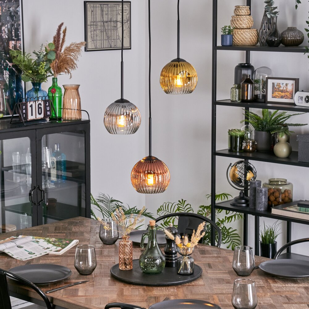 Ripoll Hanglamp, Kogellampje, Hanglamp Goud, Duidelijk, Koperkleurig, Rookkleurig, 3-lichts main product photo