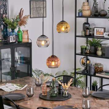 Ripoll Hanglamp, Kogellampje, Hanglamp Goud, Duidelijk, Koperkleurig, Rookkleurig, 3-lichts