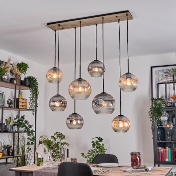 Koyoto Hanglamp, Kogellampje, Hanglamp Natuurlijke kleuren, Zwart, 8-lichts