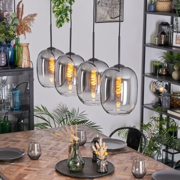 Apedo Hanglamp, Hanglamp Duidelijk, Rookkleurig, 4-lichts