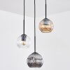 Ripoll Hanglamp, Kogellampje, Hanglamp Amber, Duidelijk, Rookkleurig, 3-lichts