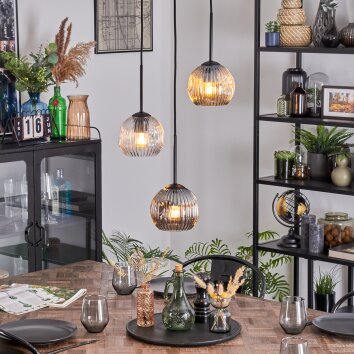 Ripoll Hanglamp, Kogellampje, Hanglamp Amber, Duidelijk, Rookkleurig, 3-lichts Ripoll Hanglamp, Kogellampje, Hanglamp Amber, Duidelijk, Rookkleurig, 3-lichts